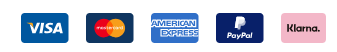 Visa, Mastercard, American Express, PayPal, Klarna